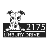 Custom Metal Greyhound dog Cute puppy Metal Address Sign House number Hanging Address Plaque Yard Sign Outdoor decor
