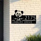 Custom Metal Peeking Panda Wild animal wildlife Metal Address Sign, House number, Outdoor Number Signage, Yard Sign Address Plate