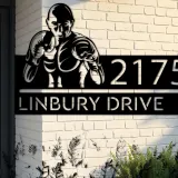 Custom Metal Boxing fighter boxer Metal Address Sign, House number, Outdoor Number Signage, Yard Sign Address Plate002