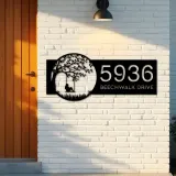 Custom Metal Girl on Swing Metal Address Sign, House number, Outdoor Number Signage, Yard Sign Address Plate
