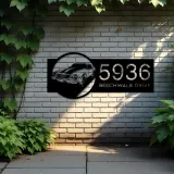 Custom Metal Sport car Metal Address Sign Custom House number Hanging Address Plaque Yard Sign Outdoor