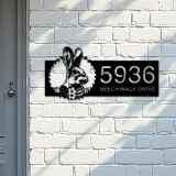 Custom Metal Rabbit bunny farmhouse Metal Address Sign House number Hanging Address Plaque Yard Sign Outdoor decor