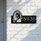 Custom Metal Couple Kissing bride and groom Metal Address Sign, House number, Outdoor Number Signage, Yard Sign Address Plate
