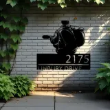 Custom Metal Man playing guitar guitarist Metal Address Sign, House number, Outdoor Number Signage, Yard Sign Address Plate