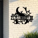 Custom Metal Floral Monogram Split Letter S Metal Address Sign House number Hanging Address Plaque Yard Sign Outdoor decor