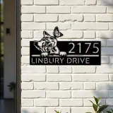 Custom Metal Cat Curious Kitten with butterfly Metal Address Sign, House number, Outdoor Number Signage, Yard Sign Address Plate
