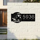 Custom Metal Farm excavator bulldozer US flag Metal Address Sign Custom House number Hanging Address Plaque Yard Sign Outdoor