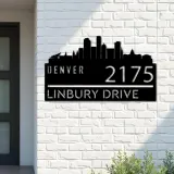 Custom Metal Denver city skyline Metal Address Sign Hanging Address Plaque house number Yard Outdoor Sign