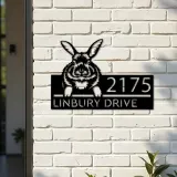 Custom Metal Peeking Rabbit Wild animal wildlife Metal Address Sign, House number, Outdoor Number Signage, Yard Sign Address Plate