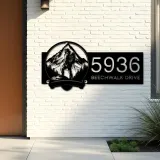 Custom Metal Mountain hiking Hiker camper Metal Address Sign, House number, Outdoor Number Signage, Yard Sign Address Plate