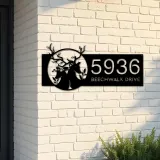 Custom Metal Deer couple Metal Address Sign, House number, Outdoor Number Signage, Yard Sign Address Plate