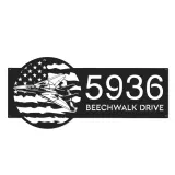 Custom Metal Fighter Jet airplane US flag Metal Address Sign House number Hanging Address Plaque Yard Sign Outdoor