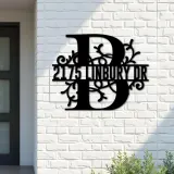 Custom Metal Floral Monogram Split Letter B Metal Address Sign House number Hanging Address Plaque Yard Sign Outdoor decor
