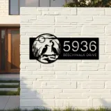 Custom Metal Heron Couple on Lake Metal Address Sign Custom House number Hanging Address Plaque Yard Sign Outdoor