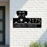 Custom Metal Giant Schnauzer dog Puppy Metal Address Sign House number Hanging Address Plaque Yard Sign Outdoor decor