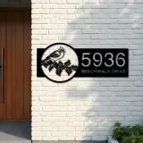 Custom Metal Red cardinal bird Metal Address Sign, House number, Outdoor Number Signage, Yard Sign Address Plate