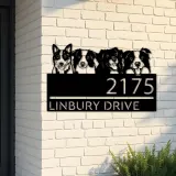 Custom Metal Dogs Cute puppy Metal Address Sign House number Hanging Address Plaque Yard Sign Outdoor decor