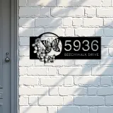 Custom Metal Butterfly flowers Metal Address Sign, House number, Outdoor Number Signage, Yard Sign Address Plate002