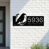 Custom Metal Crow Raven Metal Address Sign, House number, Outdoor Number Signage, Yard Sign Address Plate