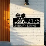 Custom Metal Labrador dog US flag glasses Metal Address Sign House number Hanging Address Plaque Yard Sign Outdoor decor