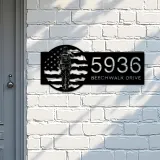 Custom Metal Policeman police officer US Flag Metal Address Sign House number Hanging Address Plaque Yard Sign Outdoor