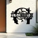 Custom Metal Floral Monogram Split Letter G Metal Address Sign House number Hanging Address Plaque Yard Sign Outdoor decor