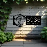 Custom Metal Bluefish fishing rod bait hook Metal Address Sign, House number, Outdoor Number Signage, Yard Sign Address Plate