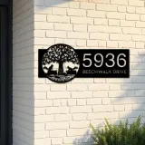 Custom Metal Couple Squirrels on Wood Stumps Metal Address Sign, House number, Outdoor Number Signage, Yard Sign Address Plate