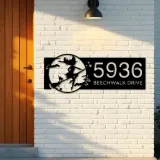 Custom Metal Witch and black cat flying halloween Metal Address Sign House number Hanging Address Plaque Yard Outdoor Sign