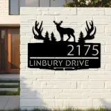 Custom Metal Deer hunting Metal Address Sign, House number, Outdoor Number Signage, Yard Sign Address Plate001