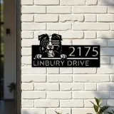 Custom Metal Border Collie dog US flag glasses Metal Address Sign House number Hanging Address Plaque Yard Sign Outdoor decor