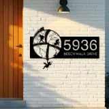 Custom Metal World traveling adventure Address Sign House number Hanging Address Plaque Yard Sign Outdoor Sign