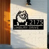 Custom Metal Pomeranian dog Puppy Metal Address Sign House number Hanging Address Plaque Yard Sign Outdoor decor