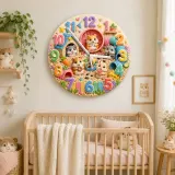Reloj de pared para niños con hámsters juguetones | Adorable decoración de guardería de animales en tonos pastel, regalo de cumpleaños o baby shower para niño o niña (34.5 cm)