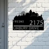 Custom Metal Fresno city skyline Metal Address Sign Hanging Address Plaque house number Yard Outdoor Sign