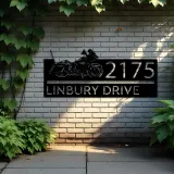 Custom Metal Motobike motocycle Biker Metal Address Sign, House number, Outdoor Number Signage, Yard Sign Address Plate
