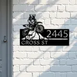 Custom Metal Dirtbike Motocross rider Mountain climbing Metal Address Sign, House number, Outdoor Number Signage, Yard Sign Address Plate