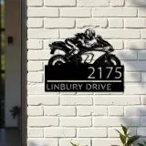 Custom Metal Female biker Metal Address Sign, House number, Outdoor Number Signage, Yard Sign Address Plate