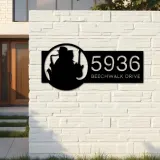 Custom Metal Jazz band musician Metal Address Sign, House number, Outdoor Number Signage, Yard Sign Address Plate
