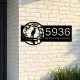 Custom Metal River scene stork Metal Address Sign, House number, Outdoor Number Signage, Yard Sign Address Plate
