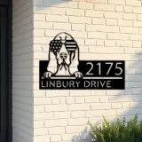 Custom Metal Basset hound dog US flag glasses Metal Address Sign House number Hanging Address Plaque Yard Sign Outdoor decor