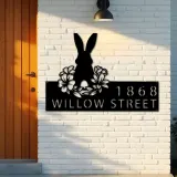 Custom Metal Rabbit Easter egg Bunny Metal Address Sign, House number, Outdoor Number Signage, Yard Sign Address Plate