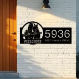 Custom Metal Horses farmhouse ranch animal welcome Metal Address Sign House Number Hanging Address Plaque Yard Sign Outdoor Sign