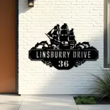 Custom Metal Ship Metal Address Sign Custom Hanging Address Plaque House number Yard Sign Outdoor Sign