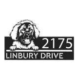 Custom Metal Leonberger dog Puppy Metal Address Sign House number Hanging Address Plaque Yard Sign Outdoor decor