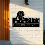 Custom Metal Newfoundland dog Puppy Metal Address Sign House number Hanging Address Plaque Yard Sign Outdoor decor