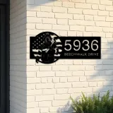 Custom Metal Fireman Fire Fighter US flag Metal Address Sign House number Hanging Address Plaque Yard Sign Outdoor