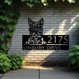 Custom Metal Scottish Terrier US flag glasses Metal Address Sign House number Hanging Address Plaque Yard Sign Outdoor decor