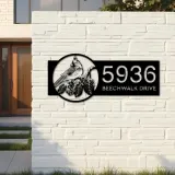 Custom Metal Tufted titmouse bird Metal Address Sign, House number, Outdoor Number Signage, Yard Sign Address Plate