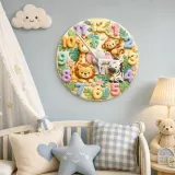 Pastel Safari Animals Kids Room Wall Clock